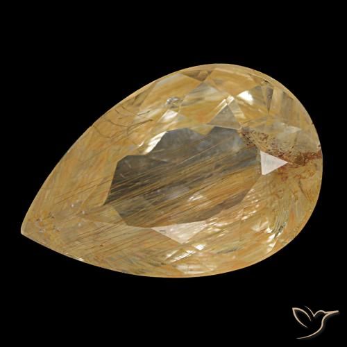 Topazio rutilato naturale giallo da 4,64 ct, taglio a pera, trasparente