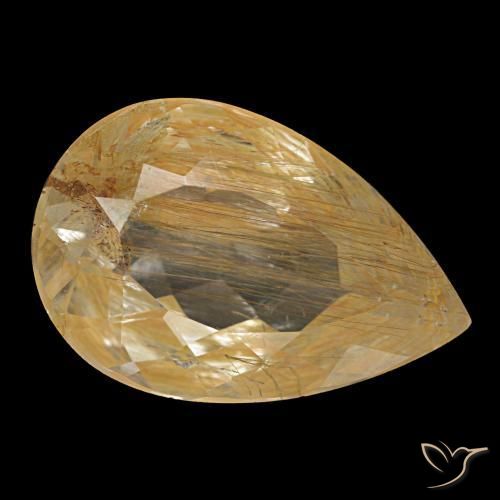 Topazio rutilato naturale giallo da 4,64 ct, taglio a pera, trasparente