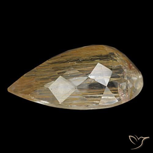 Topazio rutilato naturale giallo da 4,64 ct, taglio a pera, trasparente