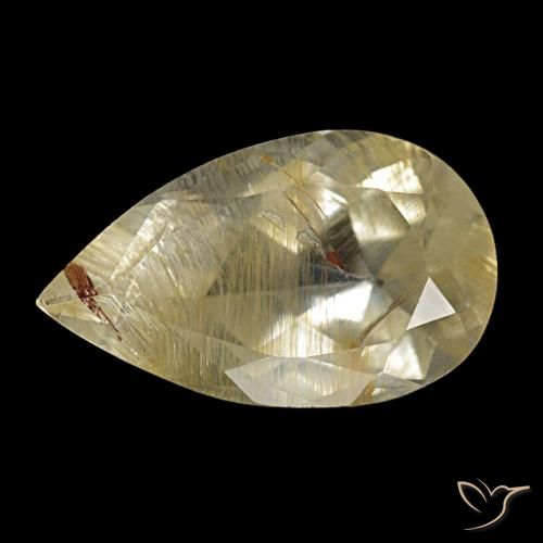 Topazio rutilato naturale giallo da 4,06 ct, taglio a pera, trasparente