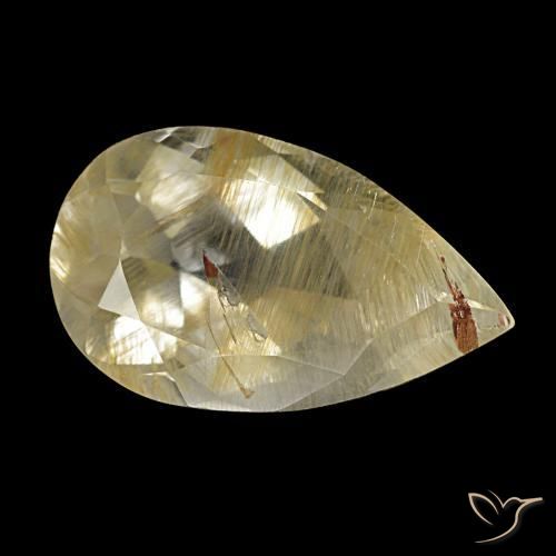 Topazio rutilato naturale giallo da 4,06 ct, taglio a pera, trasparente