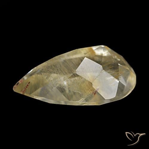 Topazio rutilato naturale giallo da 4,06 ct, taglio a pera, trasparente