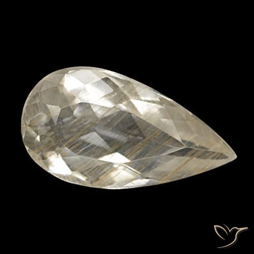 Topazio rutilato naturale giallo da 3,48 ct, taglio a pera, trasparente