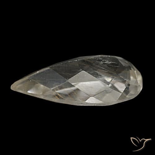 Topazio rutilato naturale giallo da 3,48 ct, taglio a pera, trasparente