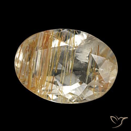 Topazio rutilato marrone dorato molto chiaro naturale da 2,74 ct, taglio ovale, trasparente