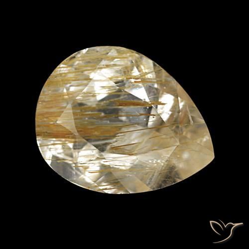 Topazio rutilato naturale giallo da 2,18 ct, taglio a pera, trasparente