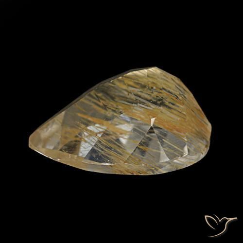 Topazio rutilato naturale giallo da 2,18 ct, taglio a pera, trasparente