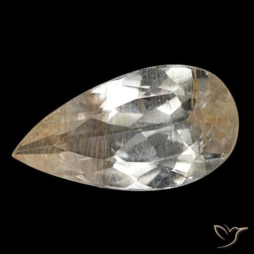 Topazio rutilato naturale giallo da 3,33 ct, taglio a pera, trasparente