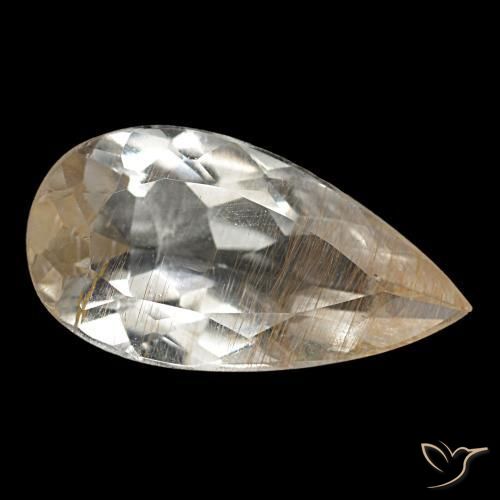 Topazio rutilato naturale giallo da 3,33 ct, taglio a pera, trasparente