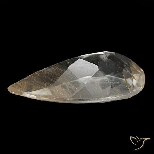 Topazio rutilato naturale giallo da 3,33 ct, taglio a pera, trasparente