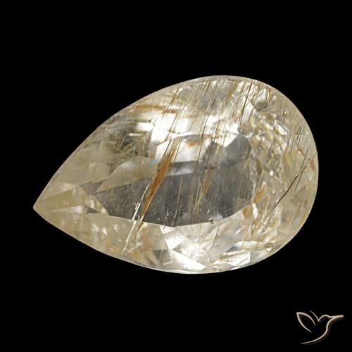 Topazio rutilato naturale giallo da 2,28 ct, taglio a pera, trasparente