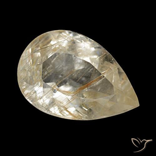 Topazio rutilato naturale giallo da 2,28 ct, taglio a pera, trasparente