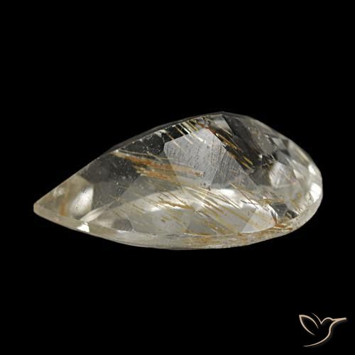 Topazio rutilato naturale giallo da 2,28 ct, taglio a pera, trasparente