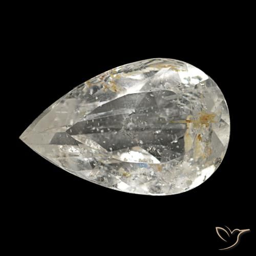 2.87ct giallo topazio rutilato, taglio a pera, opaco