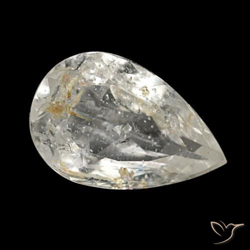 Topazio rutilato naturale giallo da 2,87 ct, taglio a pera, opaco