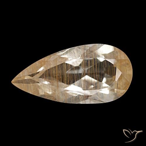 2.91ct marrone topazio rutilato, taglio a pera, trasparente