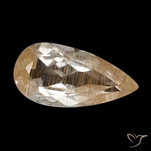 Topazio rutilato naturale marrone da 2,91 ct, taglio a pera, trasparente