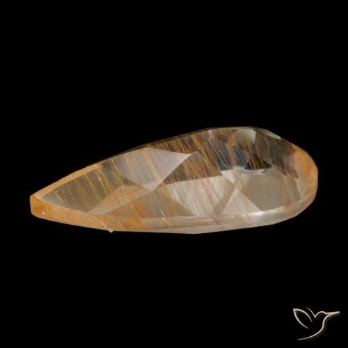 Topazio rutilato naturale marrone da 2,91 ct, taglio a pera, trasparente