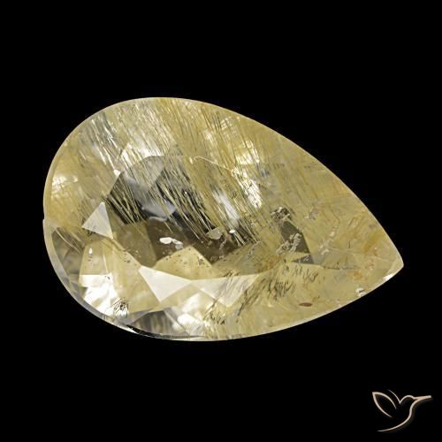 Topazio rutilato naturale giallo da 6,20 ct, taglio a pera, trasparente
