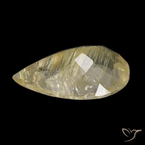 Topazio rutilato naturale giallo da 6,20 ct, taglio a pera, trasparente