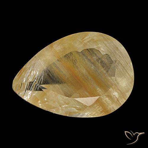 Topazio rutilo Medium Light-Brown naturale da 6.92 ct, Forma a pera, Trasparente