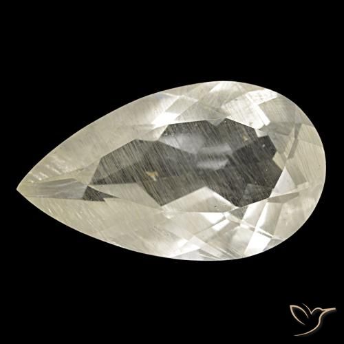 9.15ct giallo topazio rutilato, taglio a pera, trasparente