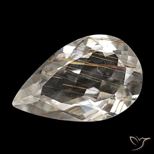 Topazio rutilato chiaro con il marrone naturale da 8,46 ct, taglio a pera, trasparente