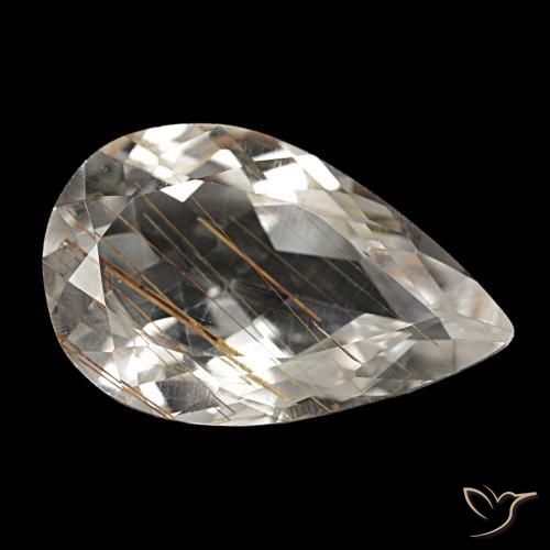 Topazio rutilato chiaro con il marrone naturale da 8,46 ct, taglio a pera, trasparente