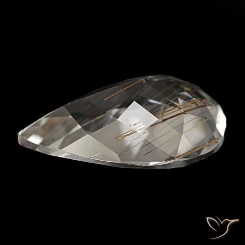 Topazio rutilato chiaro con il marrone naturale da 8,46 ct, taglio a pera, trasparente