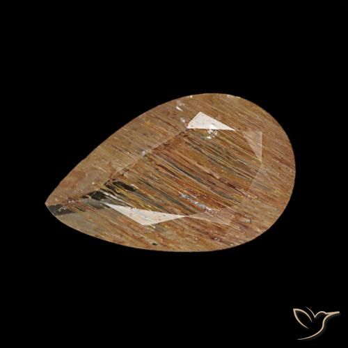 Topazio rutilato naturale marrone molto chiaro da 1,15 ct, taglio a pera, trasparente