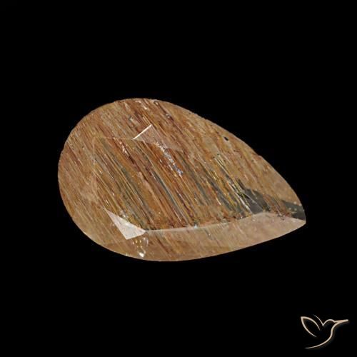 Topazio rutilato naturale marrone molto chiaro da 1,15 ct, taglio a pera, trasparente