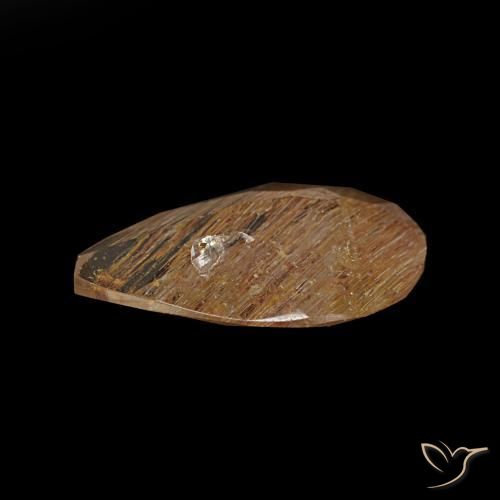 Topazio rutilato naturale marrone molto chiaro da 1,15 ct, taglio a pera, trasparente
