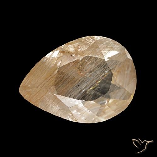 Topazio rutilato naturale marrone da 2,07 ct, taglio a pera, trasparente