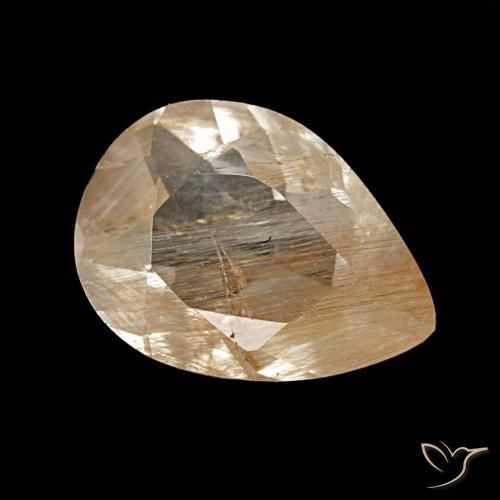Topazio rutilato naturale marrone da 2,07 ct, taglio a pera, trasparente