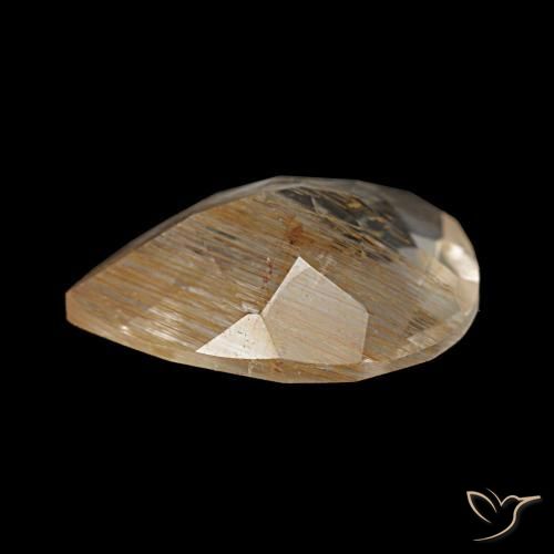 Topazio rutilato naturale marrone da 2,07 ct, taglio a pera, trasparente