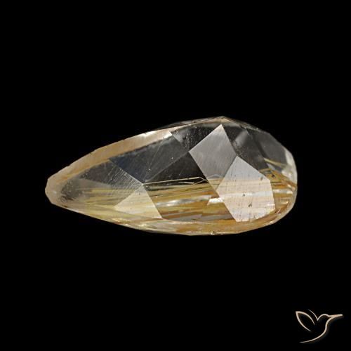 Topazio rutilato naturale giallo da 1,41 ct, taglio a pera, trasparente