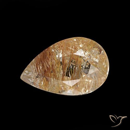 Topazio rutilato naturale marrone da 1,20 ct, taglio a pera, trasparente