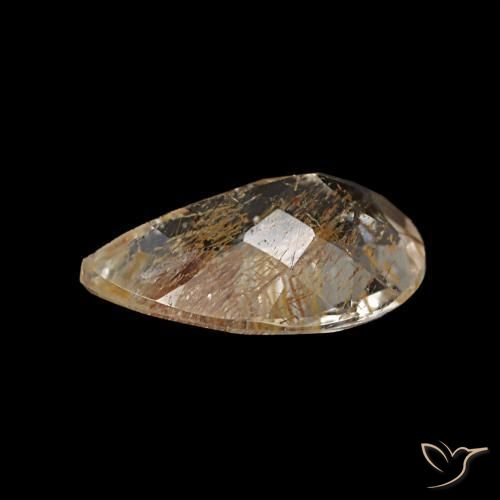 Topazio rutilato naturale marrone da 1,20 ct, taglio a pera, trasparente