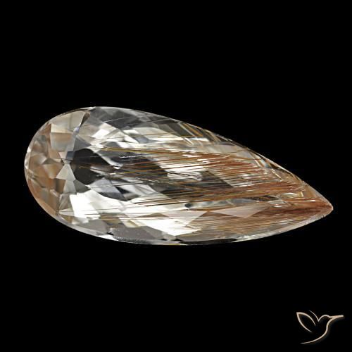 Topazio rutilato naturale marrone da 5,48 ct, taglio a pera, trasparente