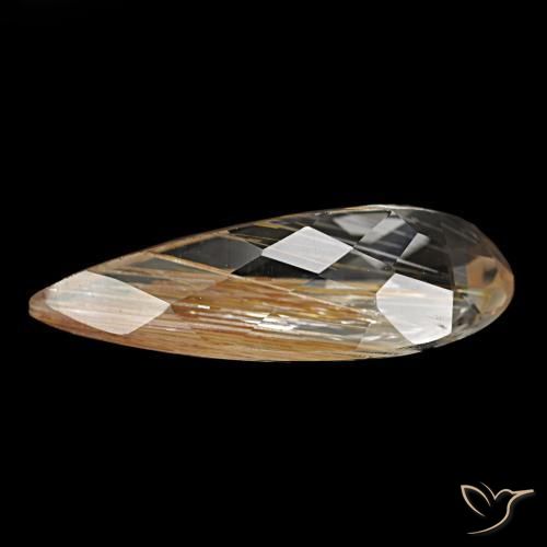 Topazio rutilato naturale marrone da 5,48 ct, taglio a pera, trasparente