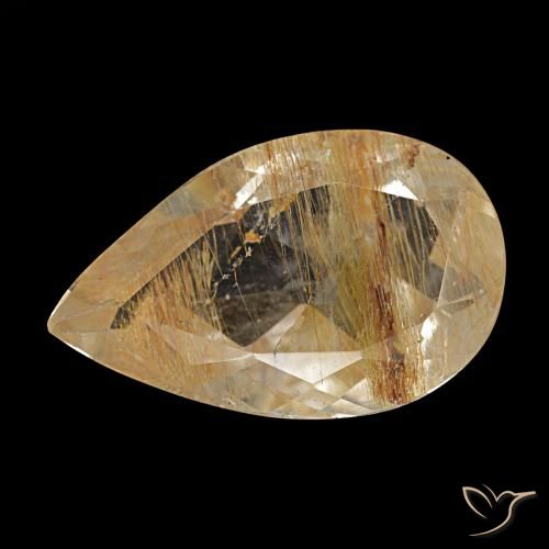 Topazio rutilato naturale marrone da 5,25 ct, taglio a pera, trasparente
