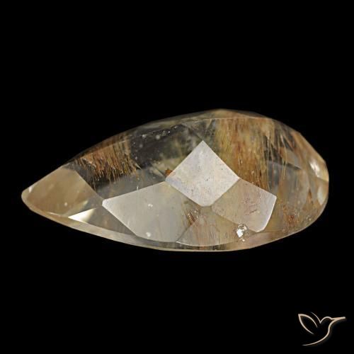 Topazio rutilato naturale marrone da 5,25 ct, taglio a pera, trasparente