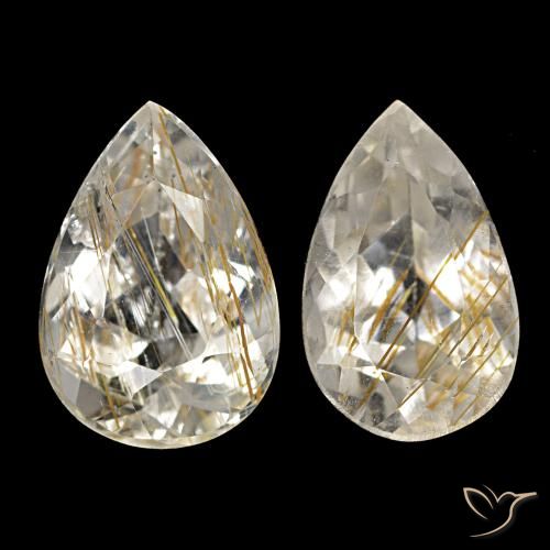 Topazio rutilato naturale giallo da 4,34 ct, taglio a pera, trasparente