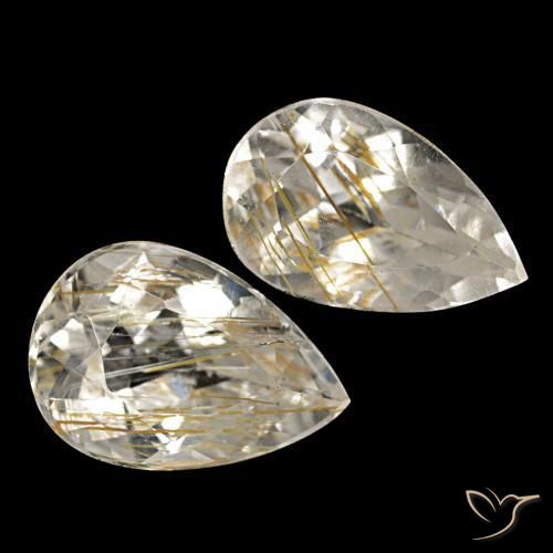 Topazio rutilato naturale giallo da 4,34 ct, taglio a pera, trasparente