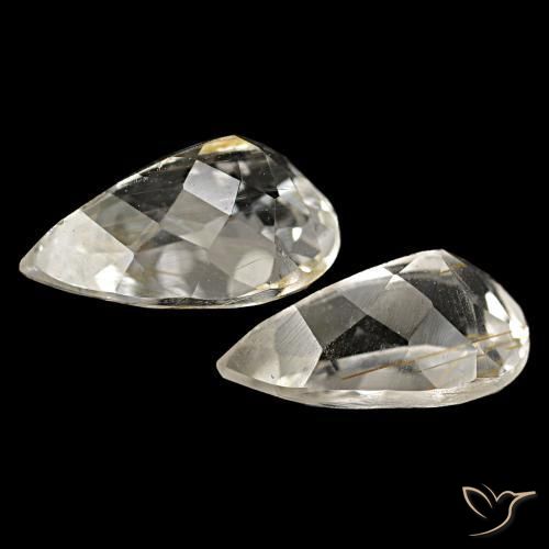 Topazio rutilato naturale giallo da 4,34 ct, taglio a pera, trasparente