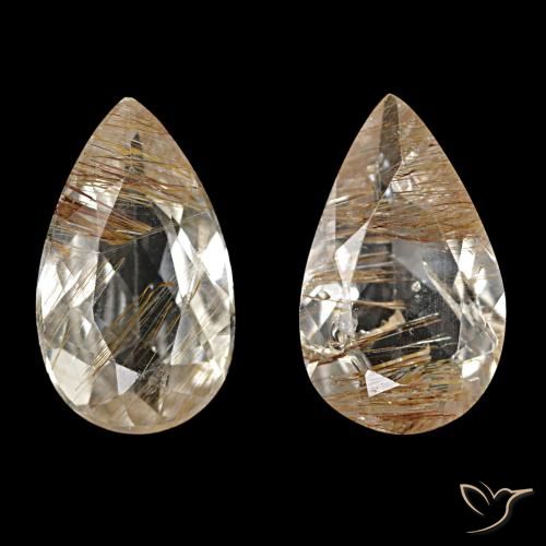 Topazio rutilato naturale marrone da 3,26 ct, taglio a pera, trasparente