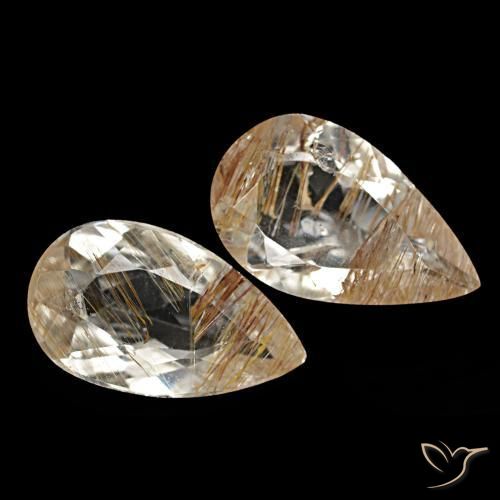 Topazio rutilato naturale marrone da 3,26 ct, taglio a pera, trasparente