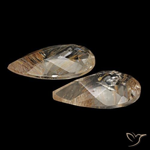 Topazio rutilato naturale marrone da 3,26 ct, taglio a pera, trasparente
