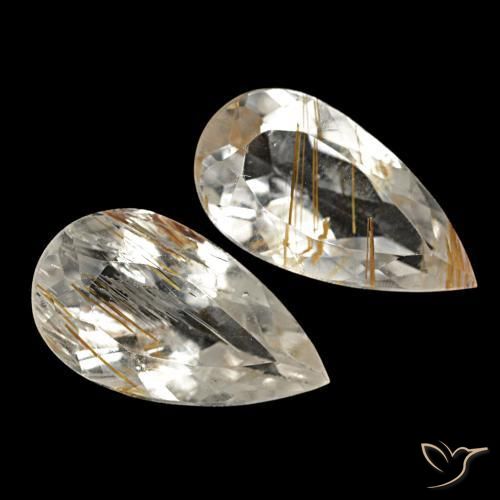Topazio rutilato naturale giallo da 4,03 ct, taglio a pera, trasparente