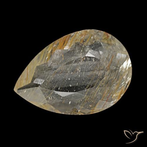 2.67ct giallo topazio rutilato, taglio a pera, trasparente
